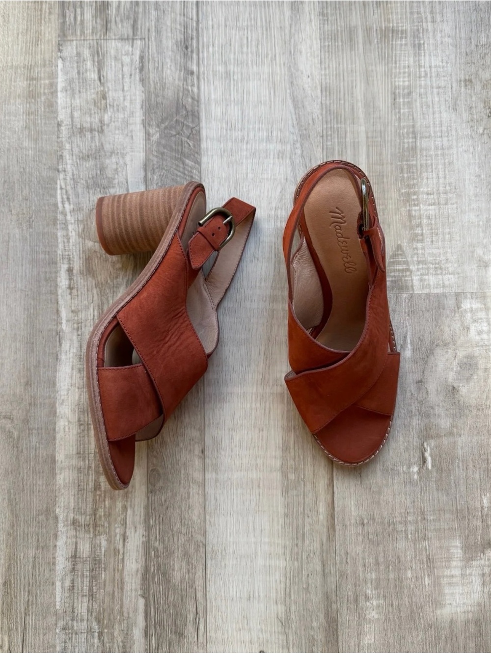 Madewell Rust  Slingback Block Heels
